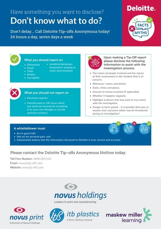 Deloitte Tip-offs Anonymous internal whistleblower poster