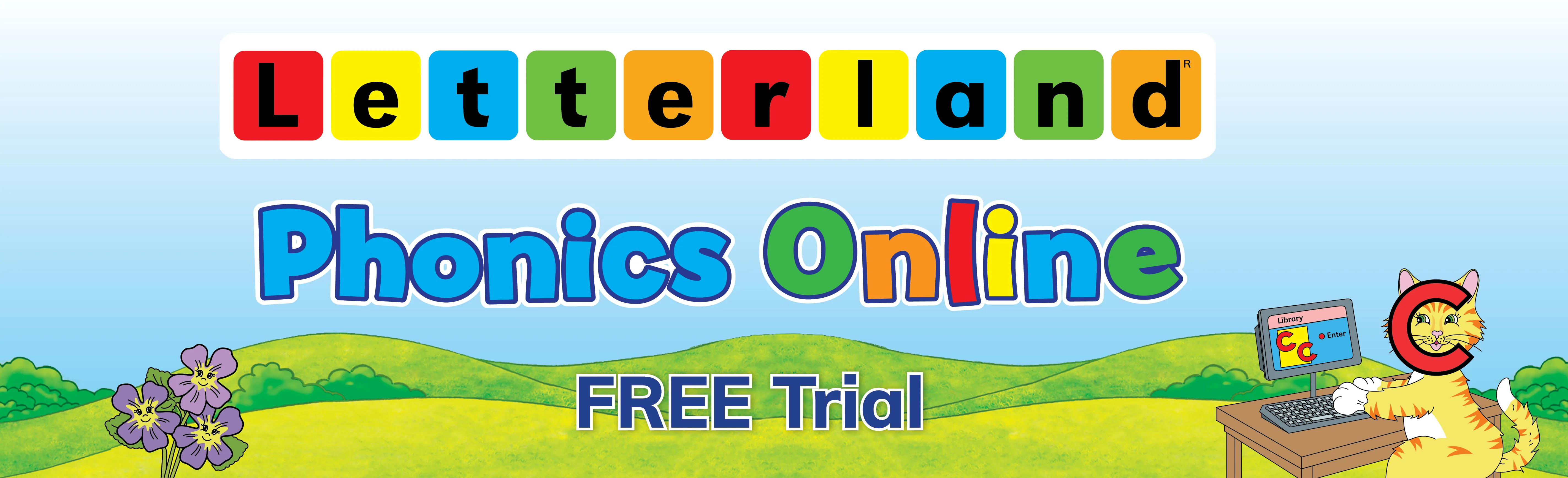 Letterland Phonics Online Free Trial email banner with C-cat character