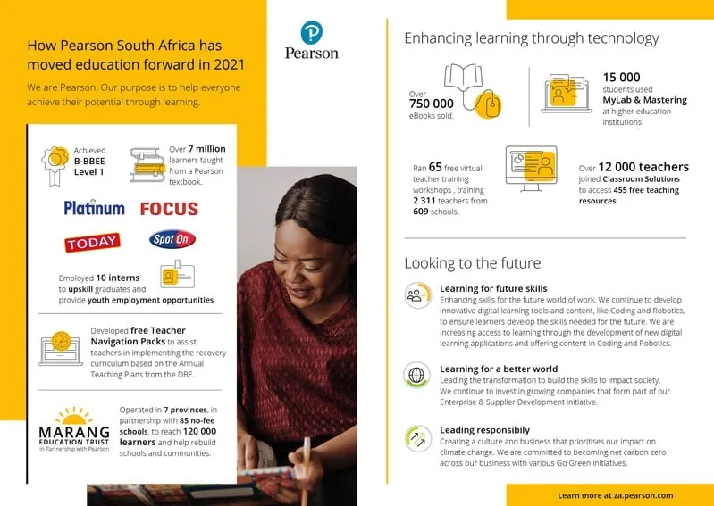 How Pearson South Africa has moved education forward in 2021 — annual report spread