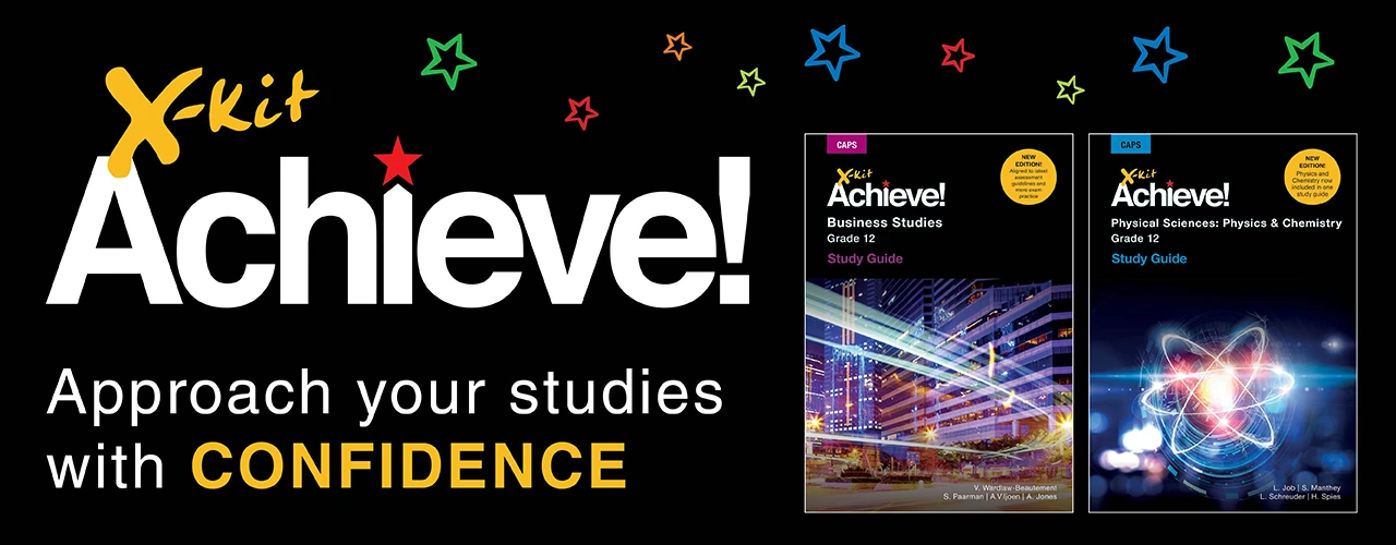 X-kit Achieve! web banner with study guide covers